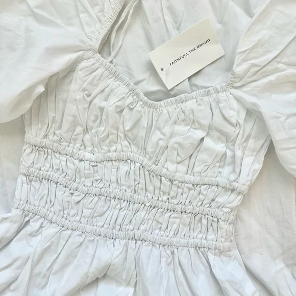 Faithfull the Brand Harmonita Midi Dress White Poplin, size XS - Picture 6 of 6